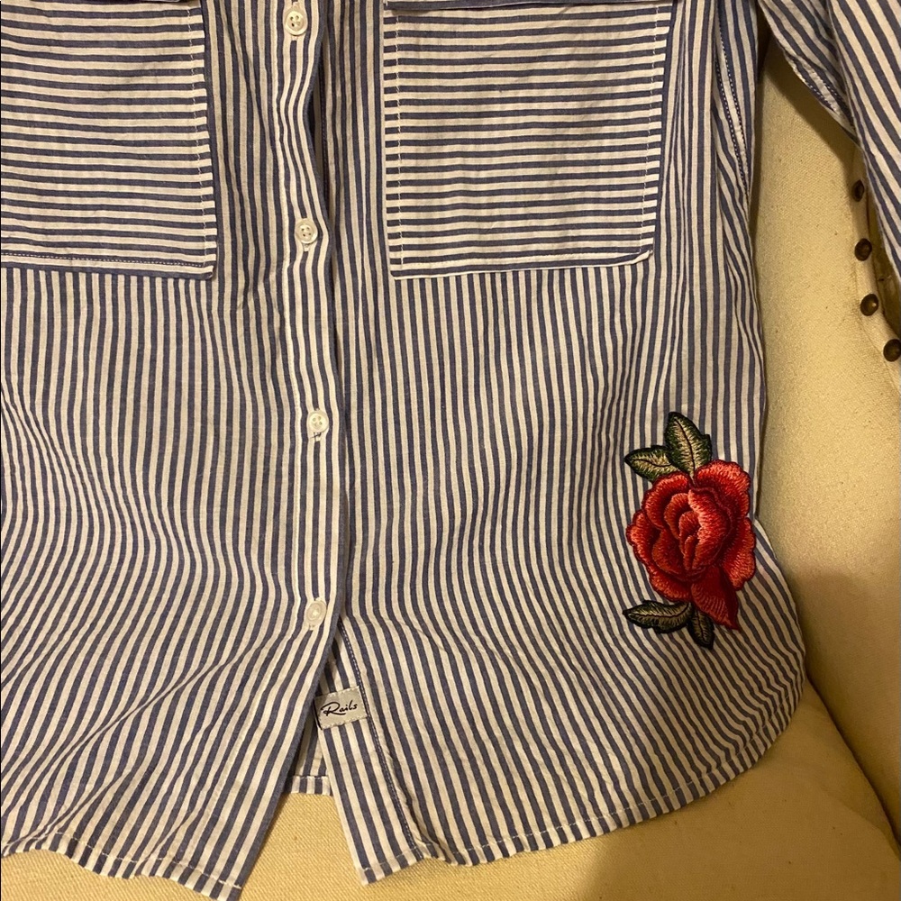 Rails Striped/Floral Button Down Top - image 7